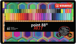 Stabilo point 88 - fineliner - arty - metalen set met 66 stuks