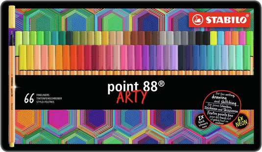 Stabilo point 88 - fineliner - arty - metalen set met 66 stuks