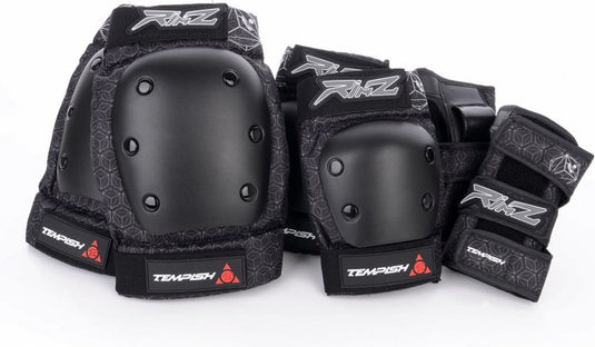 Tempish - rimz - skatebescherming - 3-pack - volwassenen - zwart - complete beschermset voor skaten - maat xl