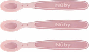 Nûby - zachte en warmtegevoelige lepeltjes voor baby - roze - 3 stuks - 3+ maanden
