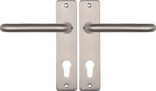 Starx deurklink zilver - rvs look – deurbeslag – deurschild voor profielcilinder (pc72) – deurklink coupe