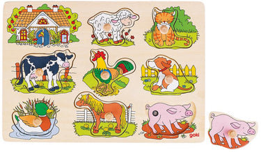 Goki noppenpuzzel boerderijdieren met geluid