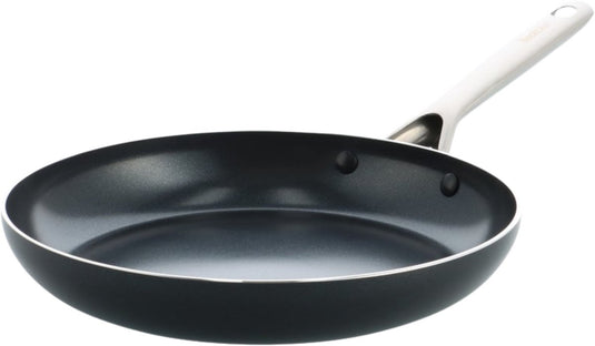 Kochstar nacht keramische koekenpan - 28cm - pfas-vrij - inductie koekenpan - inductie pan - vaatwasserbestendig - ovenbestendig tot 200° c - keramische anti-aanbaklaag - rvs handgreep - rvs rand - zwart