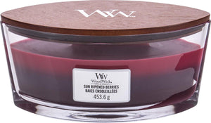 Woodwick heartwick flame trilogy ellipse geurkaars - sun ripened berries - 50 branduren