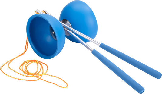 Engelhart diabolo rubber blauw – circusspeelgoed voor kinderen volwassenen – inclusief metalen stokjes met eva handvat – coördinatie behendigheid – ø 10,5 cm –