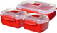 Sistema microwave heat 'n eat - set van 3 magnetronbakjes - met deksel - rood - 2x525ml - 1x1.25l