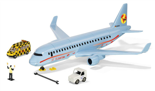 Siku 5402, passagiersvliegtuig met accessoires, kunststof, incl. follow me -voertuig (metaal kunststof), lichtblauw, vele functies