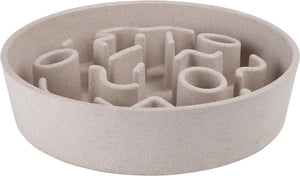 District 70 bamboo slowfeeder beige - hondenvoerbak - ø28 cm