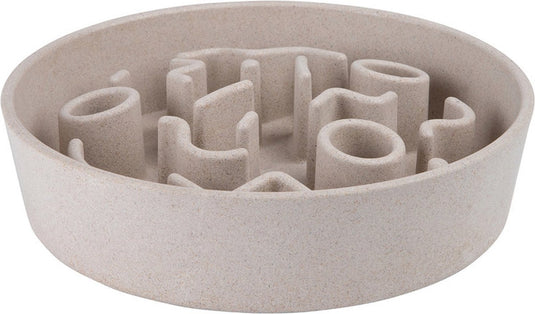 District 70 bamboo slowfeeder beige - hondenvoerbak - ø28 cm