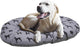 Rosewood all seasons ovale hondenmatras – xl 95 cm – wasbaar omkeerbaar hondenkussen – comfortabel stevig ligbed – grijs linnenlook met hondenprint