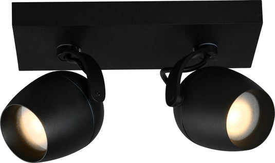 Lucide preston - plafondspot (plafondlamp) badkamer - 2xgu10 - ip44 - zwart