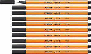 Stabilo point 88 - premium fineliner - fine 0,4 mm – zwart– doos 10 stuks