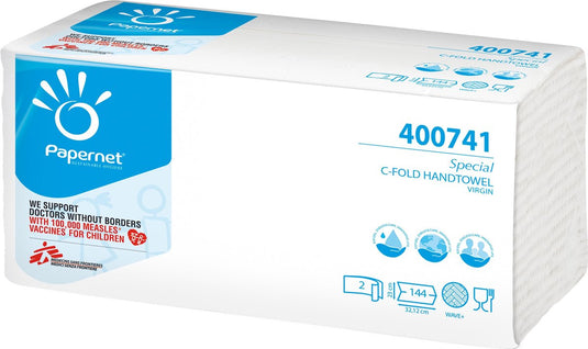 Papernet papieren handdoeken special, c-vouw, 2-laags, 144 vellen