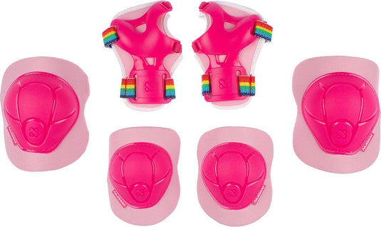 Nijdam skate beschermset kinderen - pink rainbows - roze wit - s
