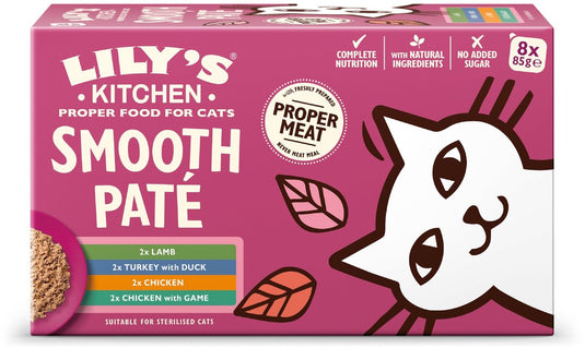 Lily's kitchen kattenvoer natvoer - multipack 8x85g - graanvrij, 65% vers vlees, rijk aan taurine