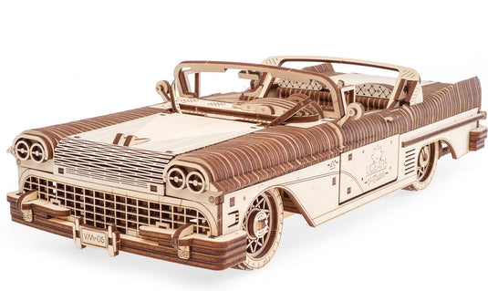 Ugears cabriolet vm-05 - houten 3d-puzzel modelbouw - 735 onderdelen