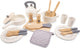 Woet ® houten servies en pannenset voor kinderen - 20-delige speelset met pannetjes, servies en bestek - speelgoedkeuken accessoires voor kinderen - rollenspel keukenspeelgoed - vanaf 2 jaar