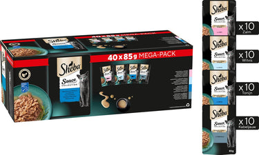 Sheba kattenvoer sauce collection - natvoer - vis selectie in saus - 40 x85g mega pack