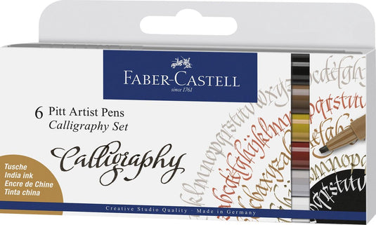 Faber-castell kaliegrafie pen - tekenstift - pitt artist pen - kalligrafie set - 6-delig - fc-167506