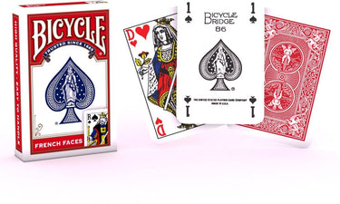 Bicycle ® bridge size french faces rood - klassieke belgische speelkaarten - premium kwaliteit