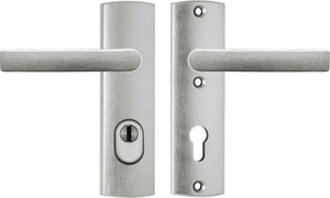 Axa veiligheidsbeslag (curve plus) kortschild inox geslepen: kruk-kruk (model blok) pc72 met kerntrekbeveiliging skg***