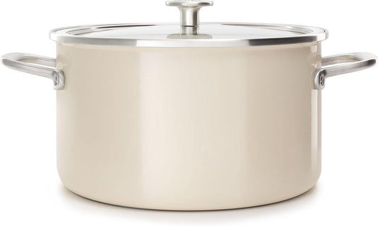 Kitchenaid steel core enamel kookpan 20cm 3,7l - amandelwit - inductie - pfas-vrij