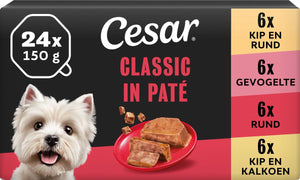Cesar hondenvoer - classic mix in paté - kuipjes - 24x150g