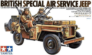 Tamiya modelbouwpakket militaire voertuigen - 35033 british special air service jeep w 2 figures plastic - 1:35 - modelbouw