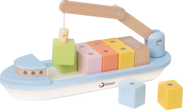 Classic world houten blokkenboot - speelgoedvoertuig