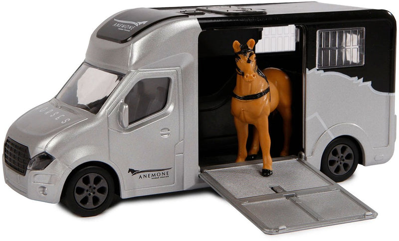 Afbeelding laden in galerijviewer, Kids globe die-cast paardentruck met licht en geluid grijs
