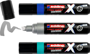 Edding 6900 x multimarker - set van 3 blauw, turquoise, zilver - voor alle ondergronden geschikt - beitelpunt 2-10 mm - vegan inkt - gemaakt van gerecycled plastic - lokaal geproduceerd in duitsland