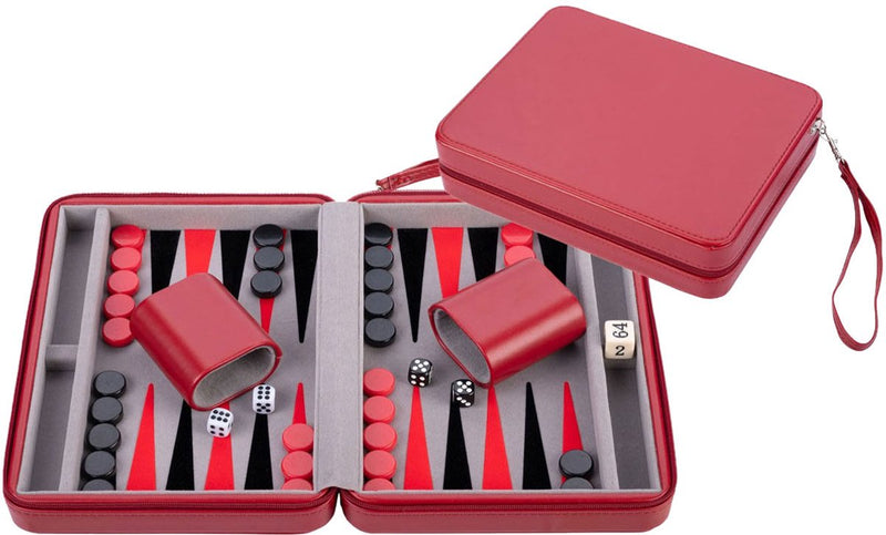 ギャラリービューアに画像をロードする, Engelhart backgammon reisspel met rits - rood
