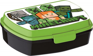 Stor broodtrommel broodddoos minecraft junior 16 x 12 x 5 cm groen zwart