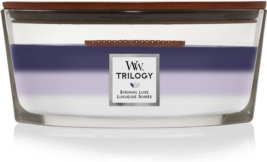 Woodwick heartwick flame trilogy ellipse geurkaars - evening luxe - 50 branduren