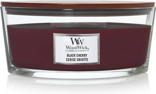 Woodwick heartwick flame ellipse geurkaars - black cherry - 50 branduren