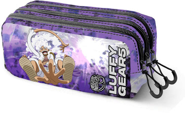 Karactermania - one piece luffy gear 5 - - trick fan 2.2 - pennenzak - potloden etui met triple rits - pennenetui met trolley bevestiging - lila