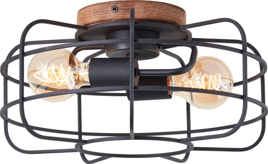 Brilliant gwen - plafondlamp - e27 max 2x60w - hout zwart