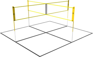Umbro sportnet - spelletjes set - 168 x 400 cm - 4 vakken - volleybalnet - badminton - voetvolley - crossnet - zwart geel