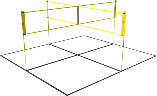 Umbro sportnet - spelletjes set - 168 x 400 cm - 4 vakken - volleybalnet - badminton - voetvolley - crossnet - zwart geel