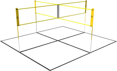 Umbro sportnet - spelletjes set - 168 x 400 cm - 4 vakken - volleybalnet - badminton - voetvolley - crossnet - zwart geel