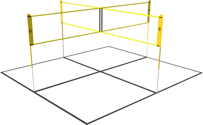 Afbeelding laden in galerijviewer, Umbro sportnet - spelletjes set - 168 x 400 cm - 4 vakken - volleybalnet - badminton - voetvolley - crossnet - zwart geel
