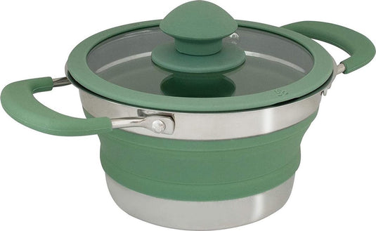 Eurotrail pan met deksel - small - opvouwbaar siliconen - sea green