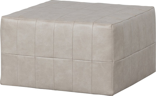 Woood patchwork poef - leerlook - naturel - 36x60x60