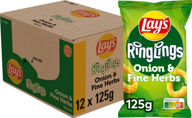 Lay's ringlings ui fijne kruiden - chips - 12 x 125 gram