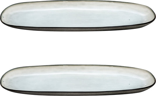Medard de noblat - shadow nacre - grote ovale schaal - 35.5 x 14 cm - 2 delig - stoneware