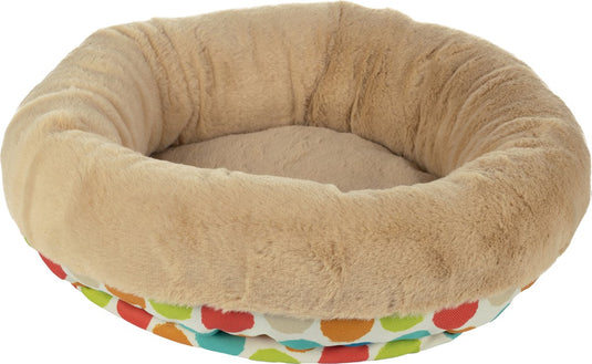 Flamingo cavia speelgoed – hamster speelgoed – mand knaagdier – slaapmand cavia – mand fizi rond meerkleurig – ø 35 cm – 12 cm hoog