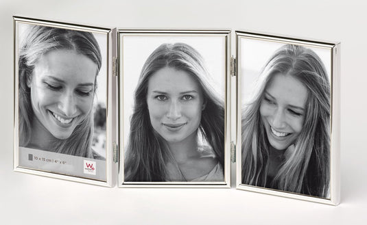 Walther design chloe - fotolijst - fotoformaat 3x 10x15 cm - zilver