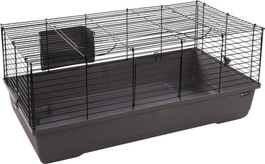 Flamingo hamsterkooi – mobi – caviakooi dwergkonijnenkooi – binnenkooi met hooiruif en diepe bodem – metaal zwart grijs – 99x53x42,5 cm – europese kwaliteit