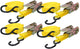 Dunlop spanbanden met ratel 4 stuks - sjorbanden - max. 350kg - 5 meter lang - nylon - zwart geel