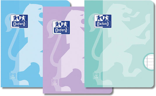 Oxford school - schoolschrift - a5 - lijn - met kantlijn - 72 pagina's - pak van 3 - pastel